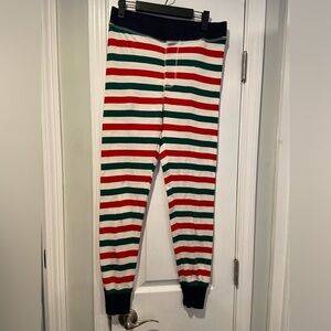 NWOT J.Crew Size S Cotton Navy Green Stripe Elastic Waist Pull On Pajama Pants